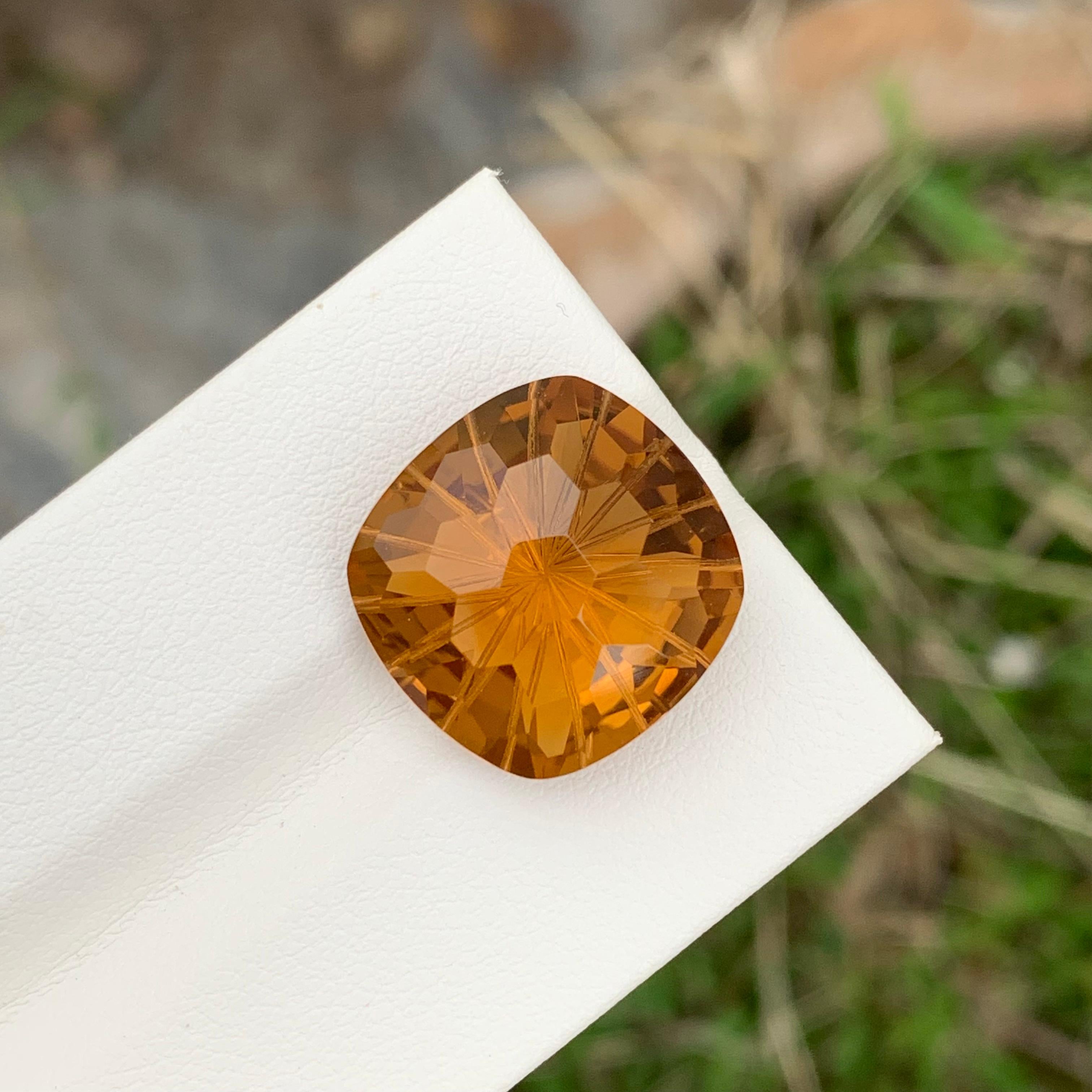 14.75 Carat Natural Loose Citrine Cushion Gem For Necklace Jewellery  For Sale 1