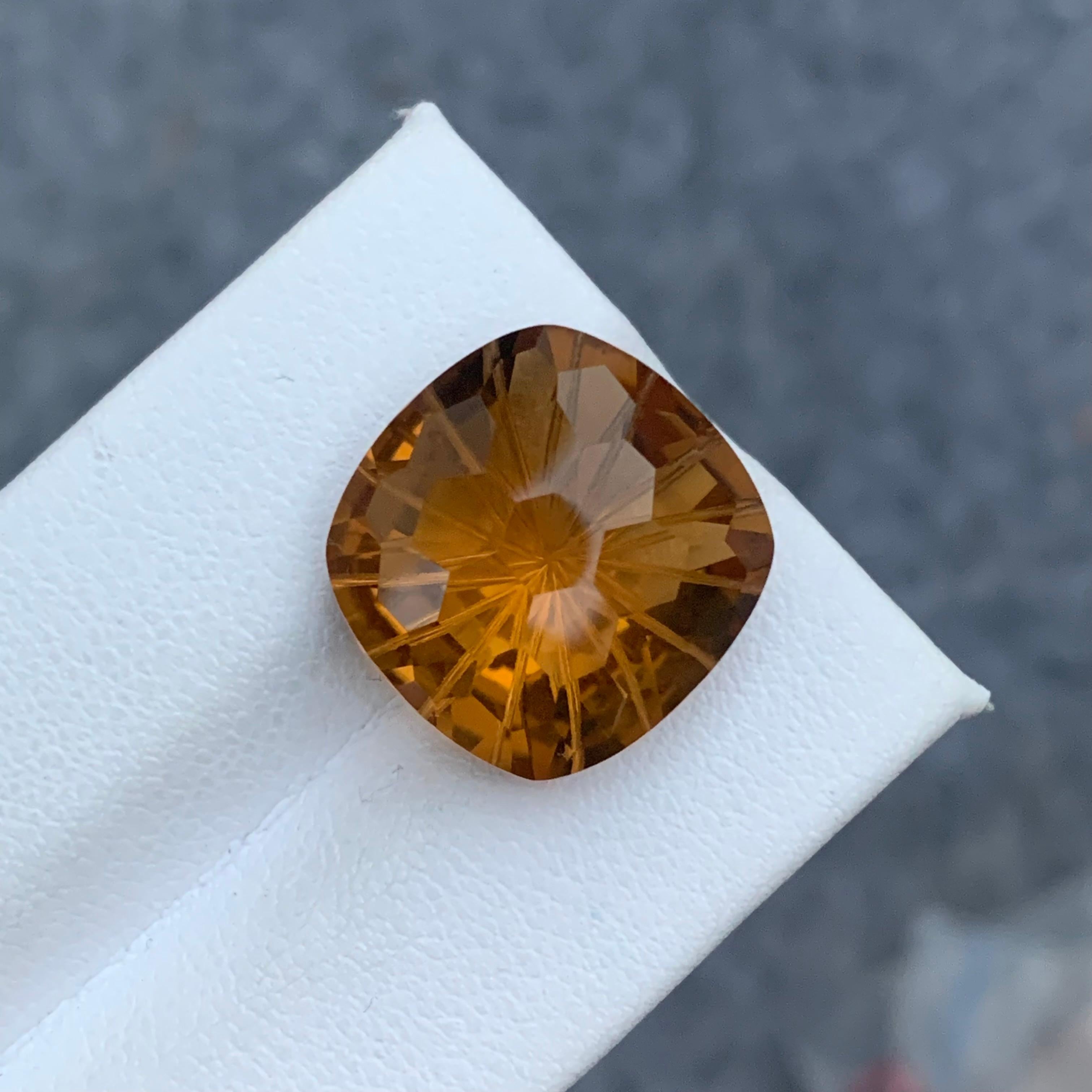 14.75 Carat Natural Loose Honey Brown Citrine Laser Cut for Jewelry Making For Sale 3