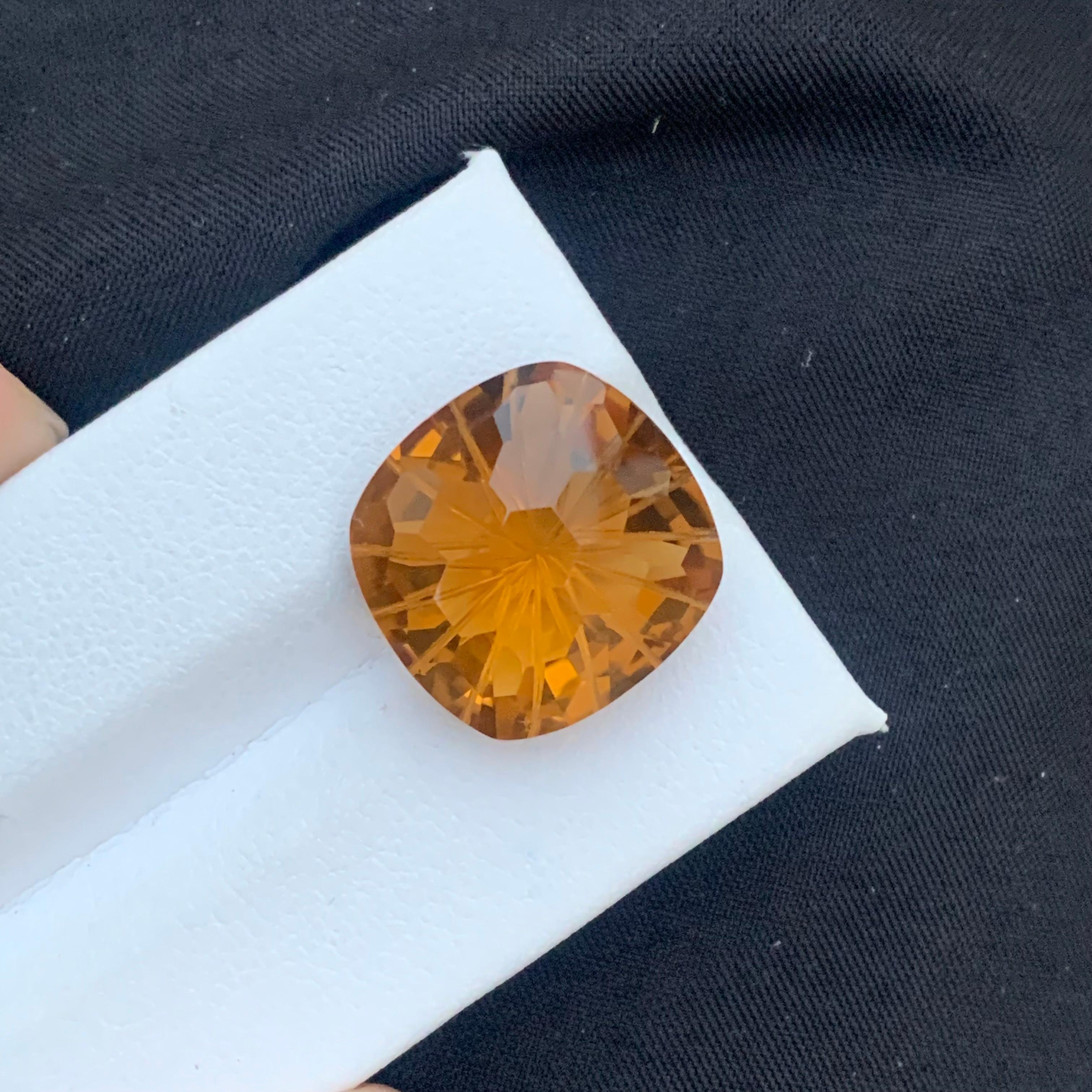 Arts and Crafts 14.75 Carat Natural Loose Honey Brown Citrine Laser Cut for Jewelry Making For Sale