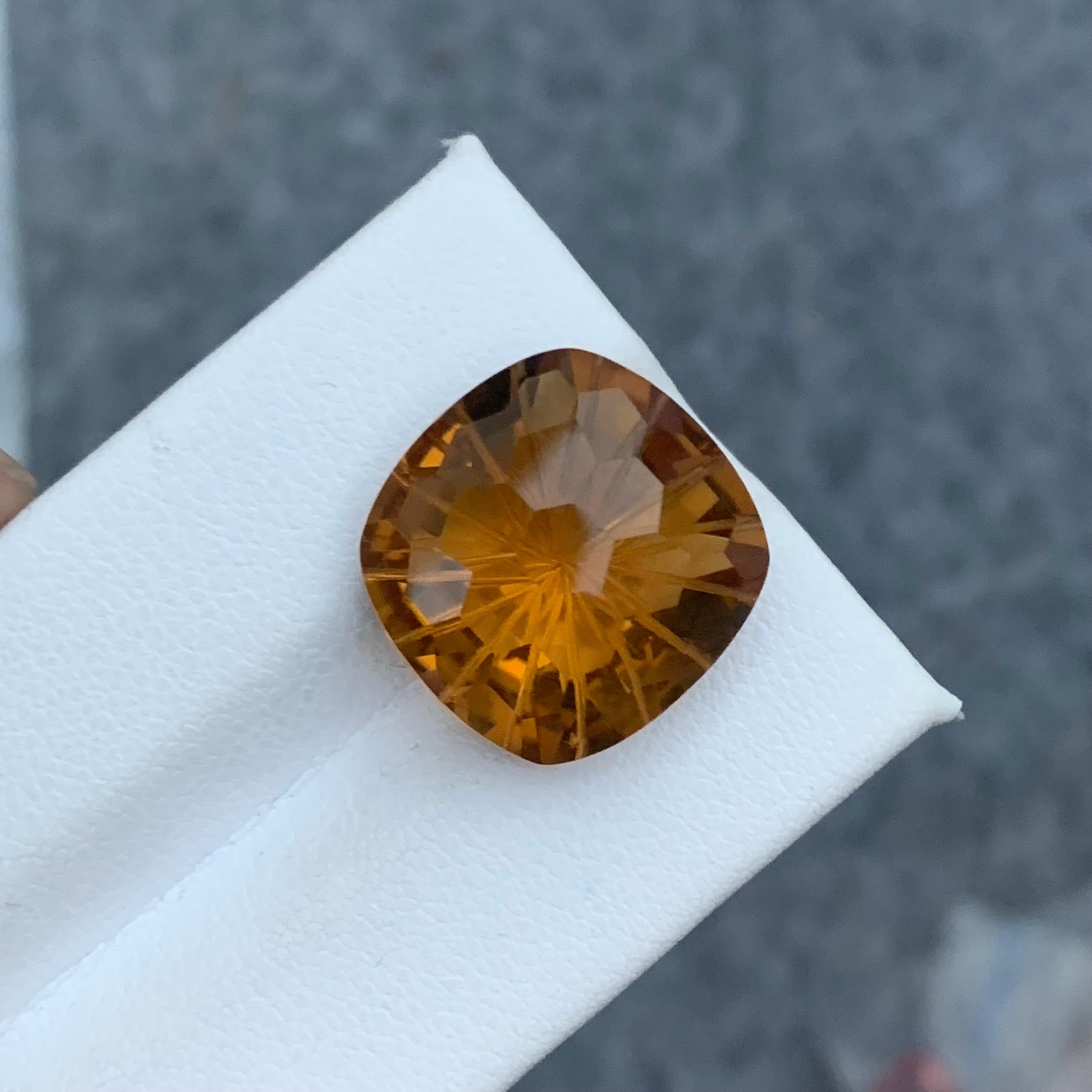14.75 Carat Natural Loose Honey Brown Citrine Laser Cut for Jewelry Making In New Condition For Sale In Peshawar, PK