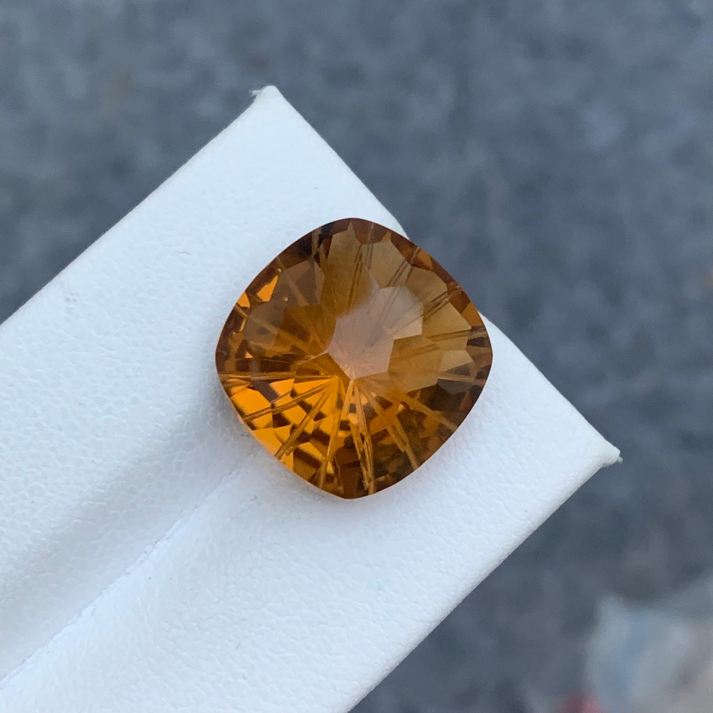 Women's or Men's 14.75 Carat Natural Loose Honey Brown Citrine Laser Cut for Jewelry Making For Sale