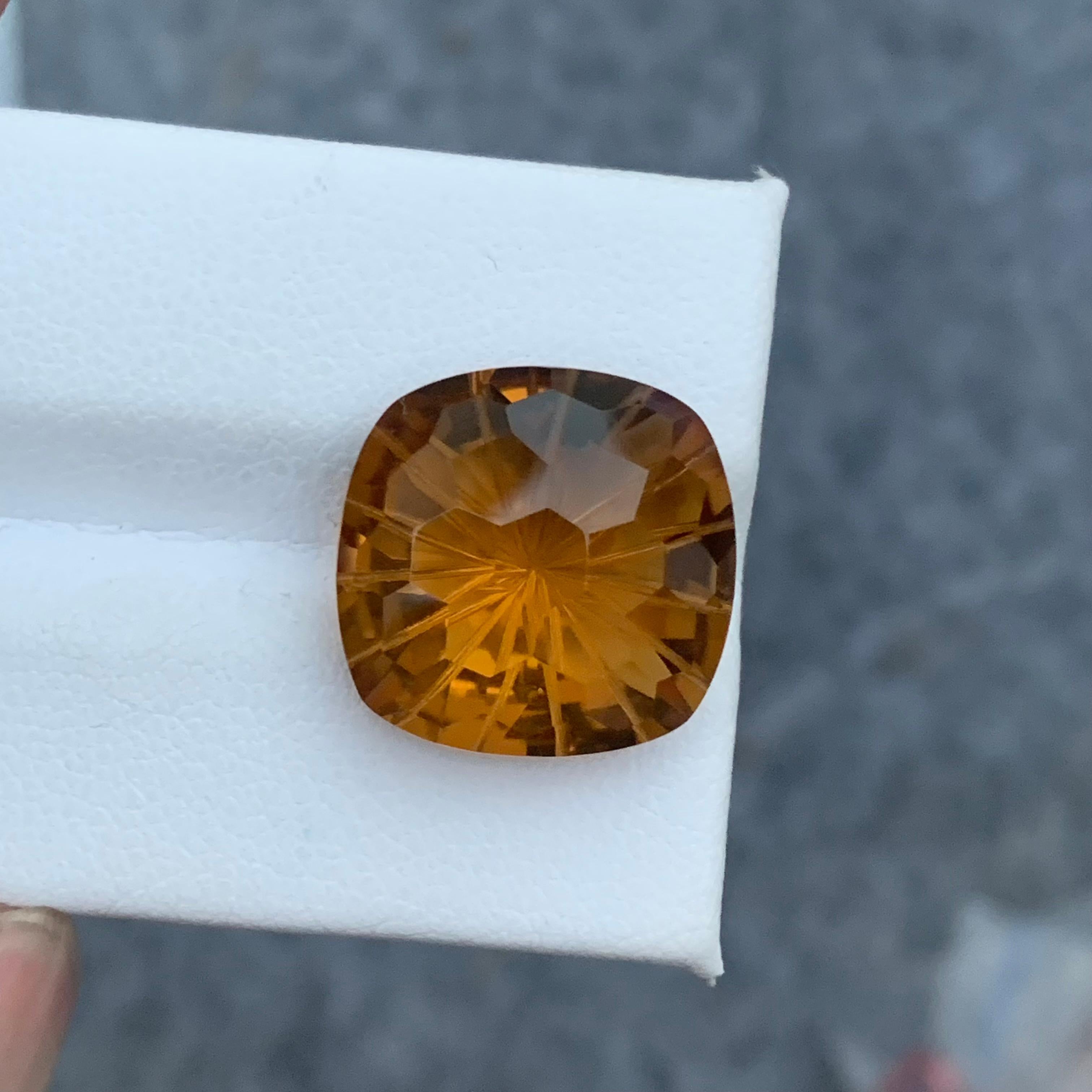 14.75 Carat Natural Loose Honey Brown Citrine Laser Cut for Jewelry Making For Sale 1