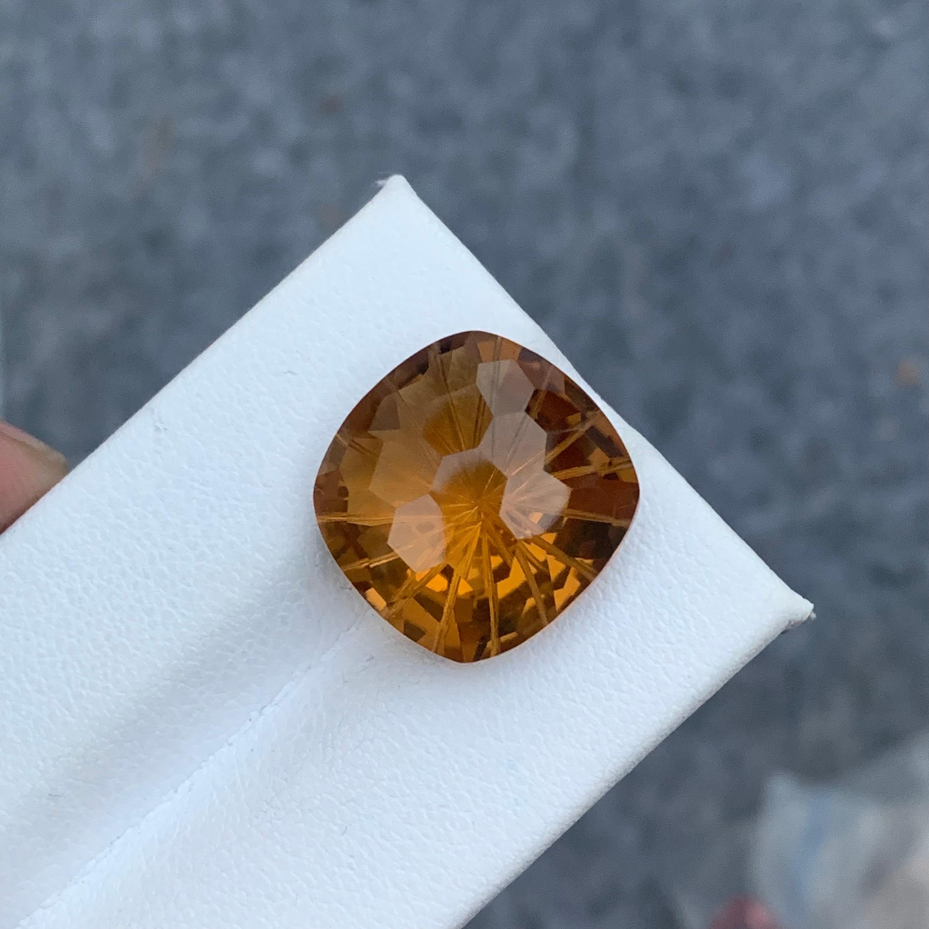 14.75 Carat Natural Loose Honey Brown Citrine Laser Cut for Jewelry Making For Sale 2
