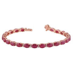 Bracelet en or rose 18 carats avec diamants et rubis de 14,75 carats