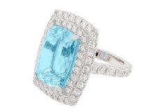 Diana M. 14.77 Carat Aquamarine and Diamond Pave Ring