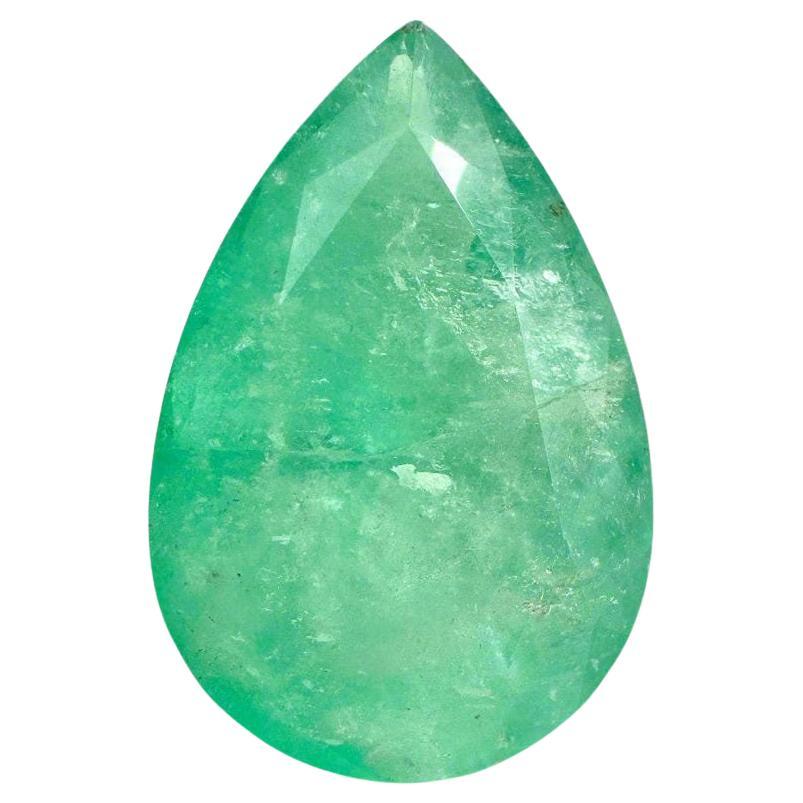 14.77ct 21x14 Earthy Green Natural Colombian Emerald - Pear Cut May Birthstone