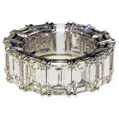 14,78CT(14 Steine) Smaragdschliff Diamant-Eternity-Ring Platin s-5.5