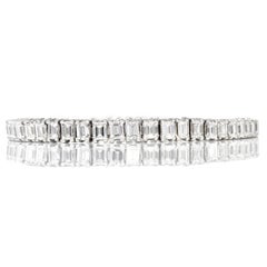 14.79 Carat Emerald-Cut Diamond Platinum Graduated Tennis Bracelet