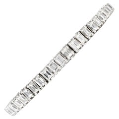 14.79 Carat Emerald-Cut Diamond Platinum Graduated Tennis Bracelet