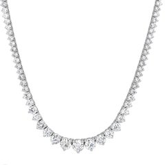 Collar de tenis graduado con diamantes talla brillante redondos de 14,79 ct en oro blanco de 14 quilates