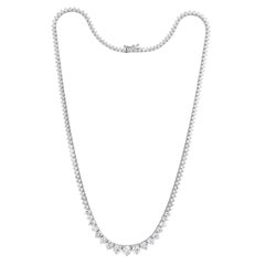 14.79ct Round Brilliant Cut Diamond Graduated Tennis Necklace in 14K White Gold