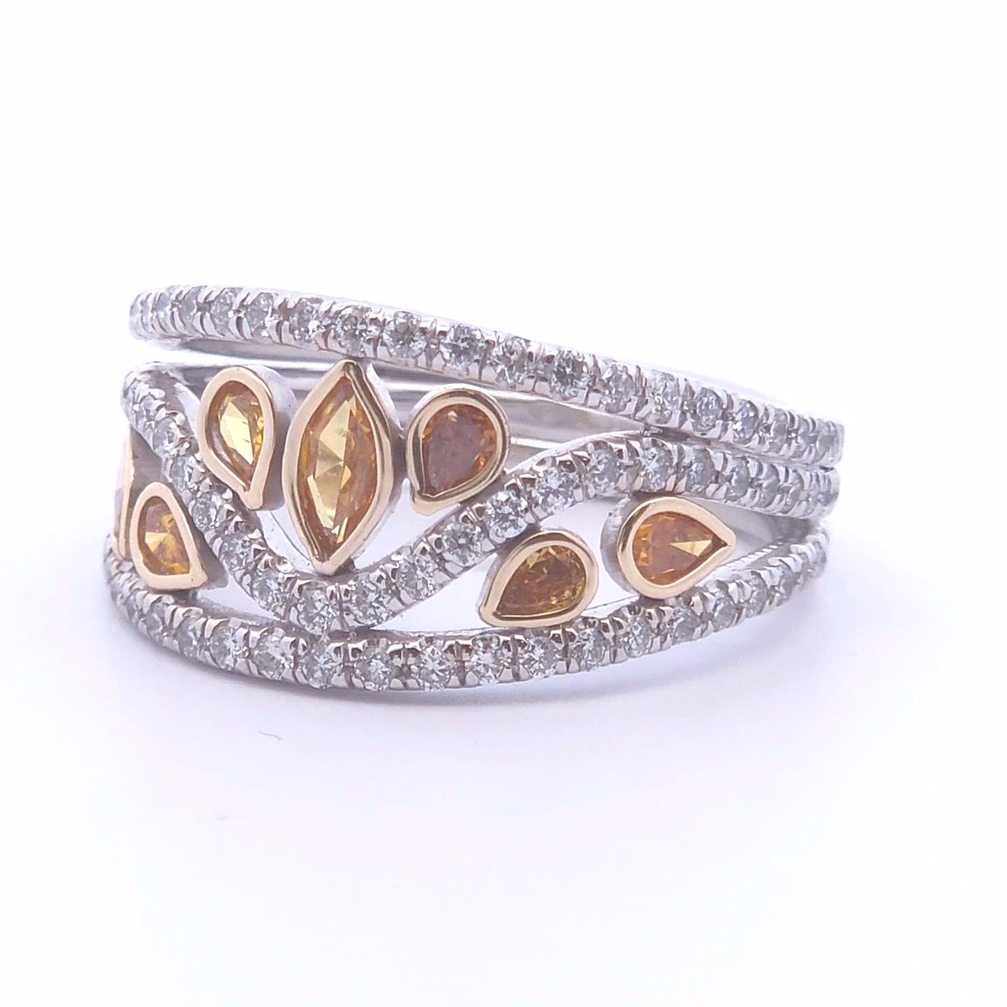 1.47ct 2-Tone Fancy Diamond Ring in 14k Gold In New Condition For Sale In Tustin, CA