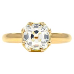 Anello solitario con diamante antico taglio miniera da 1,47 ct, certificato GIA