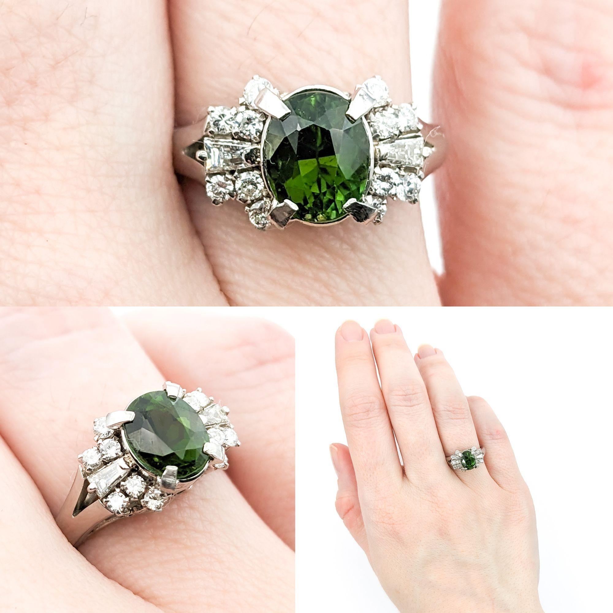 1.47ct Green Tourmaline & Diamond Ring In Platinum


Discover elegance with this stunning ring, meticulously fashioned from 900pt Platinum. It features an enchanting ensemble of .30ctw diamonds that radiate with VS2-SI1 clarity and a brilliant G
