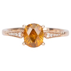 Bague de fiançailles en or rose 14 carats avec saphir du Montana 1,47 carat et anneau de diamants R6482