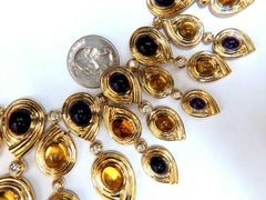 147ct Natural Amethyst Citrine Diamonds Necklace Earrings Magnificent 18 Karat*