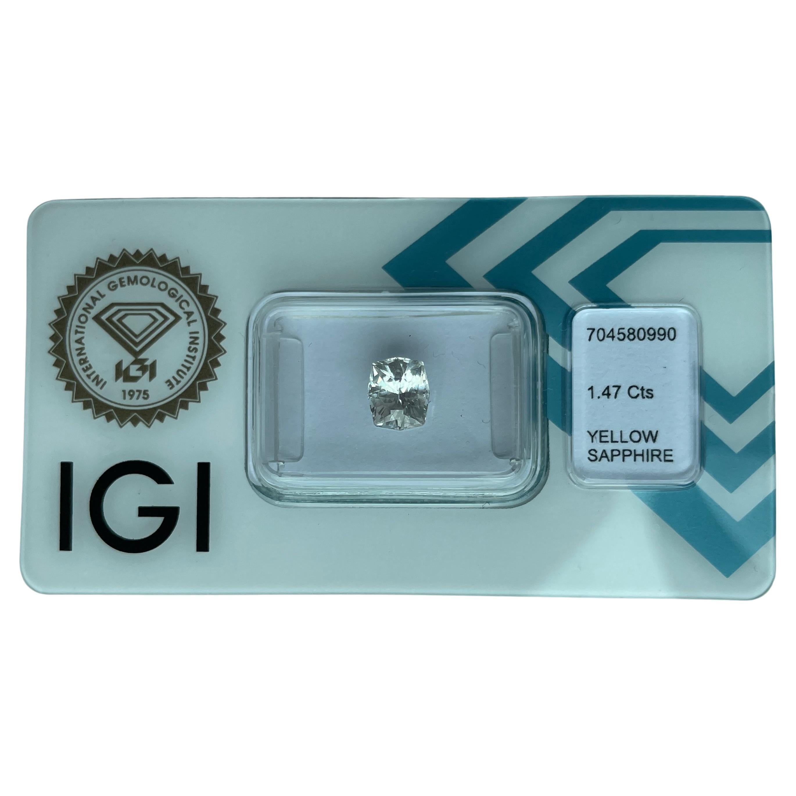 1.47Ct Natürlicher Unerhitzter farbloser Saphir-weißer Saphir(7.00x6.01x4.24mm)- IGI