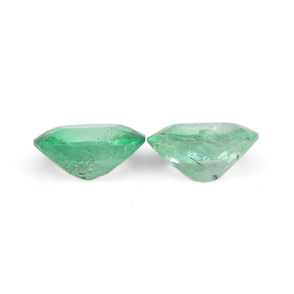 1.47ct Pair Oval Green Emerald from Colombia For Sale 6