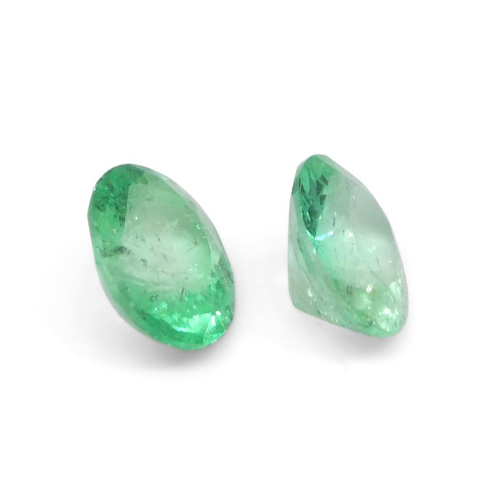 1.47ct Pair Oval Green Emerald from Colombia For Sale 7