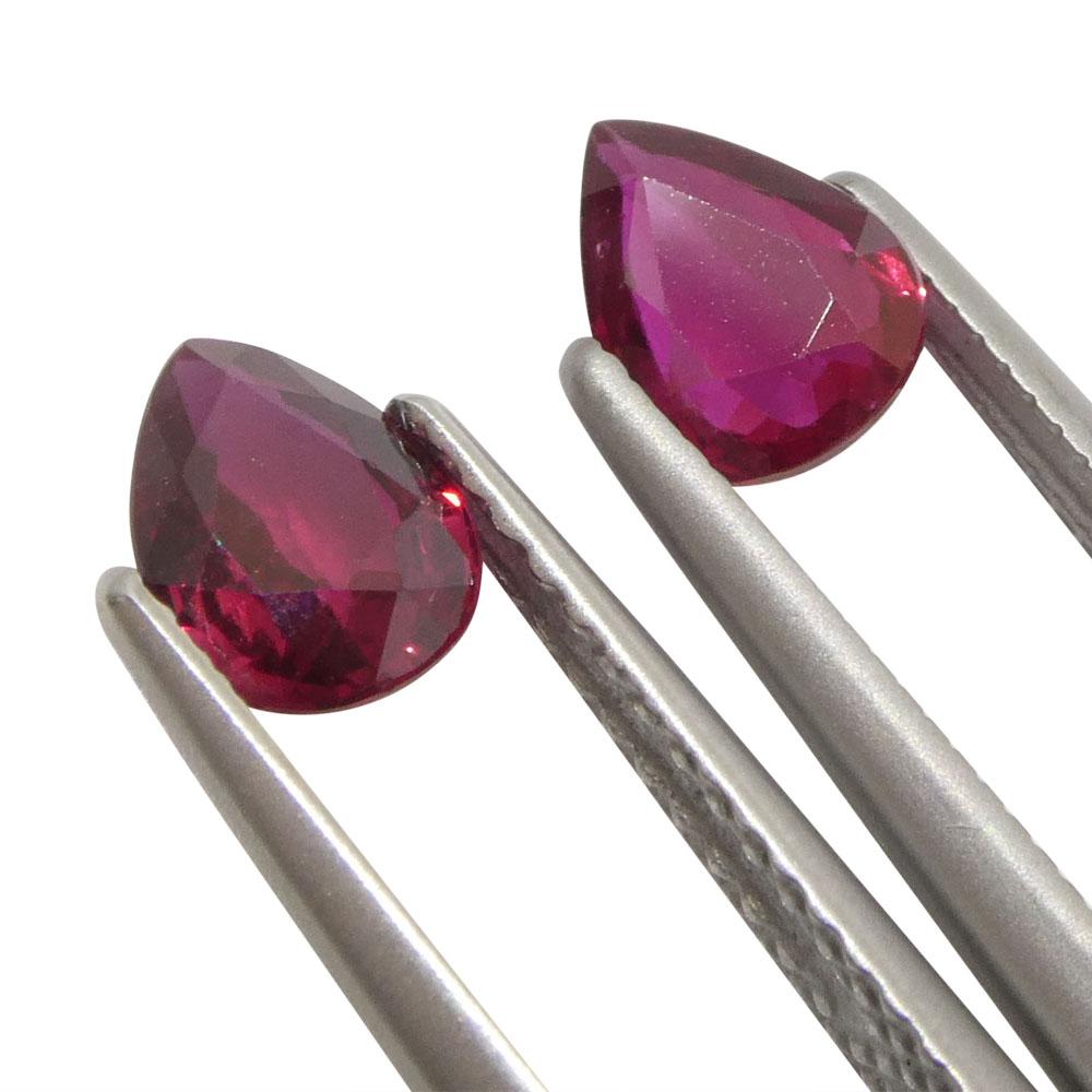 1.47ct Pear Red Ruby from Thailand Pair For Sale 5