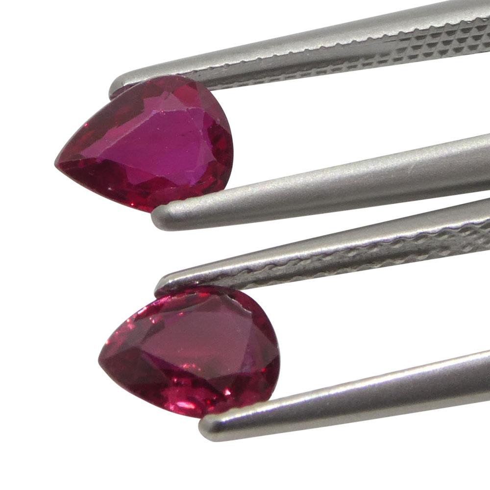 1.47ct Pear Red Ruby from Thailand Pair For Sale 6