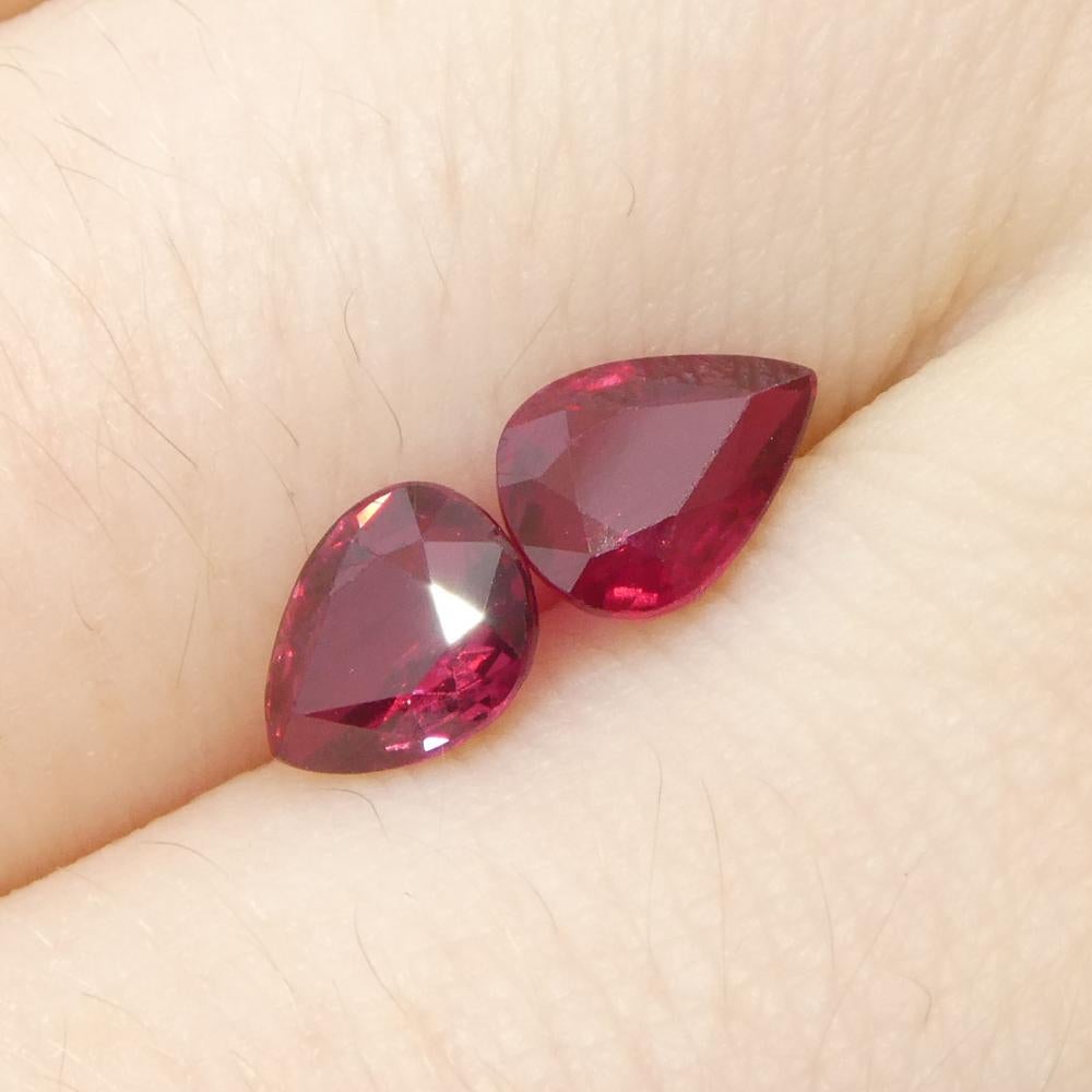 1.47ct Pear Red Ruby from Thailand Pair For Sale 7
