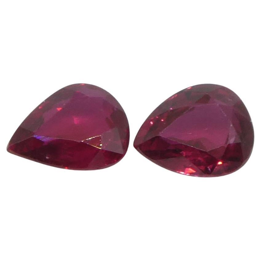 1.47ct Pear Red Ruby from Thailand Pair For Sale
