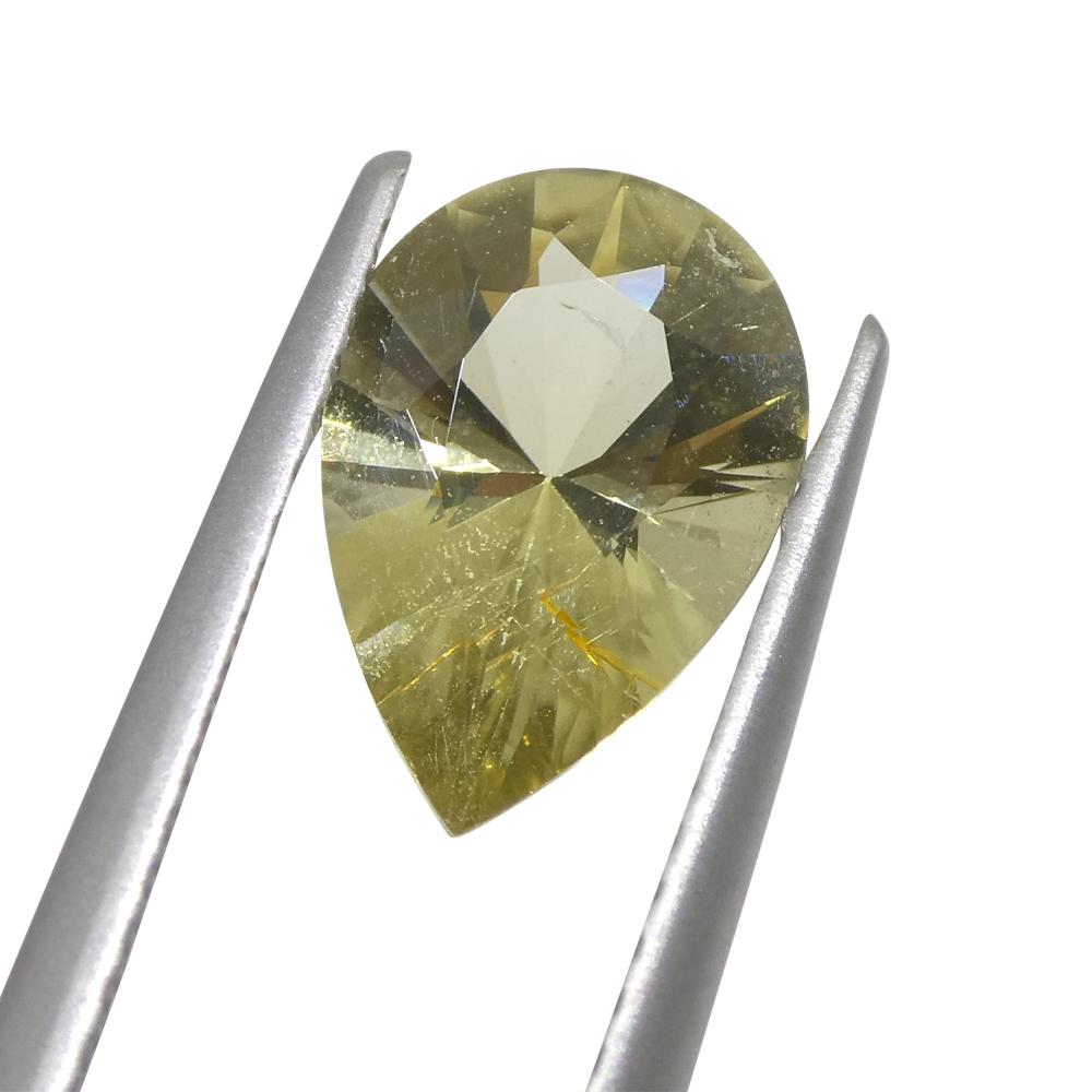Brilliant Cut 1.47ct Pear Yellow Tourmaline from Brazil For Sale
