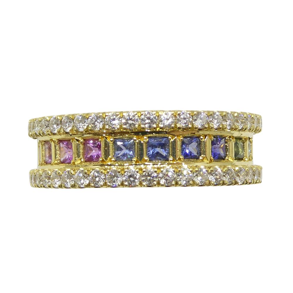 Introducing our exquisite Multicolour Sapphire and Diamond Ring, a true masterpiece that embodies elegance and sophistication. This unique piece showcases a dazzling array of 21 hand-selected sapphires and 90 brilliant diamonds, expertly set in a