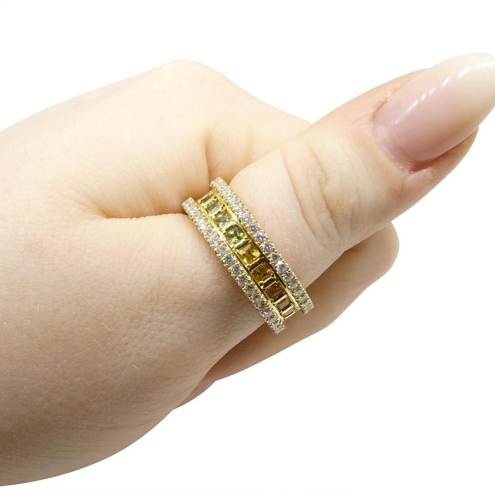 Men's 1.47ct Rainbow Sapphire, Diamond Gent's Ring set in 18k Yellow Gold For Sale