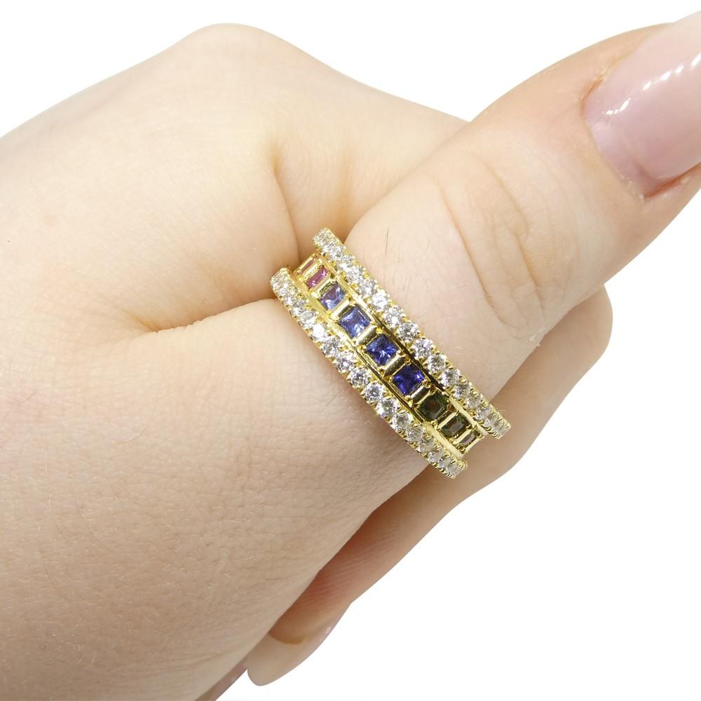1.47ct Rainbow Sapphire, Diamond Gent's Ring set in 18k Yellow Gold For Sale 1