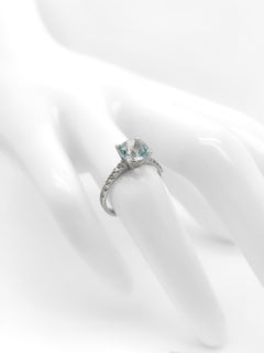 1.47 Karat Aquamarin und Diamant Verlobungsring aus 14 Karat Weißgold