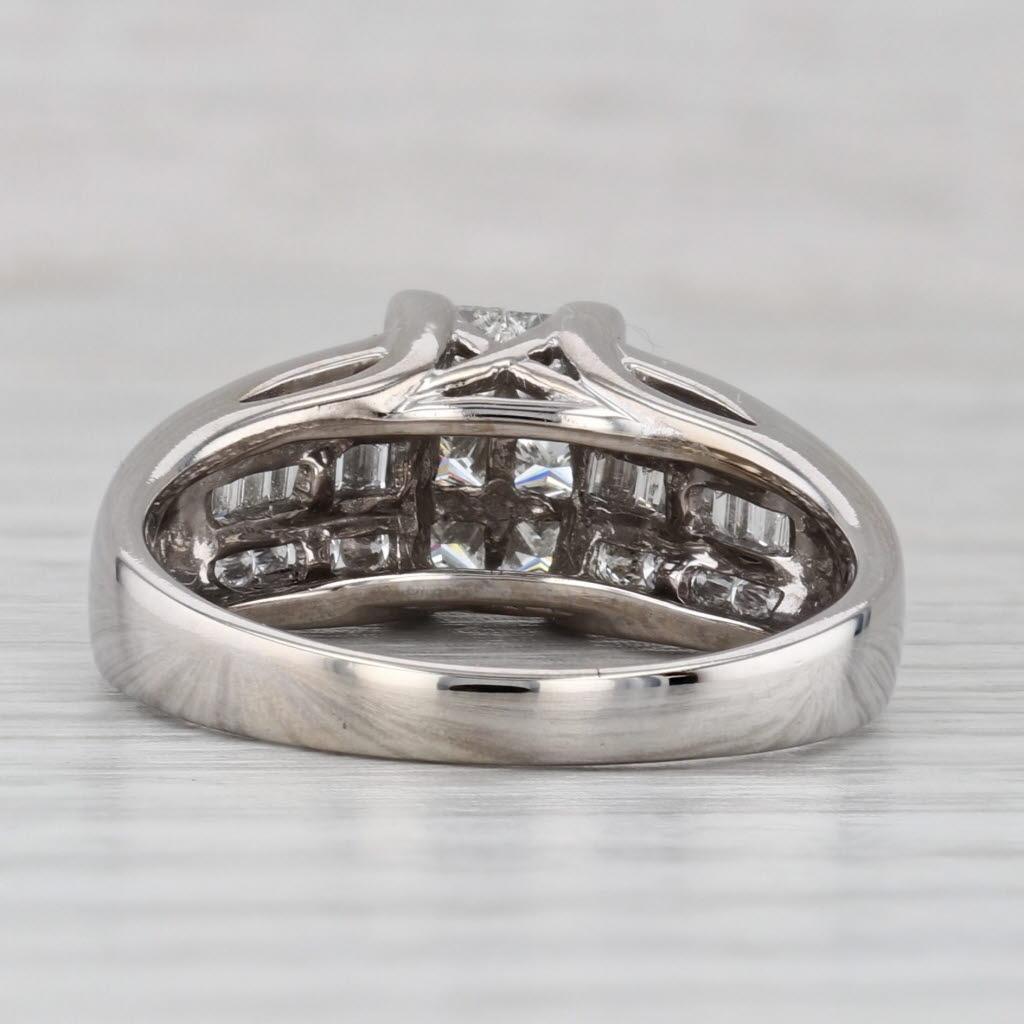 1.47ctw Diamond Princess Engagement Ring 14k White Gold Size 9.5 (Carréschliff) im Angebot