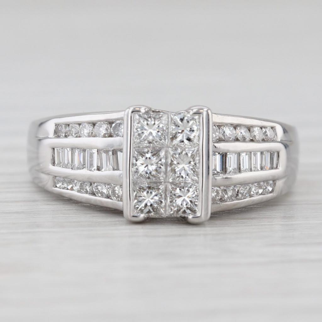 1.47ctw Diamond Princess Engagement Ring 14k White Gold Size 9.5 im Zustand „Gut“ im Angebot in McLeansville, NC