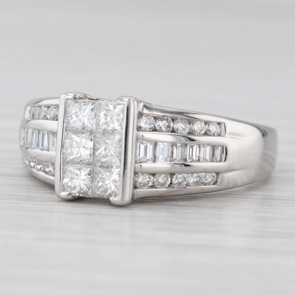 1.47ctw Diamond Princess Engagement Ring 14k White Gold Size 9.5 im Angebot 1