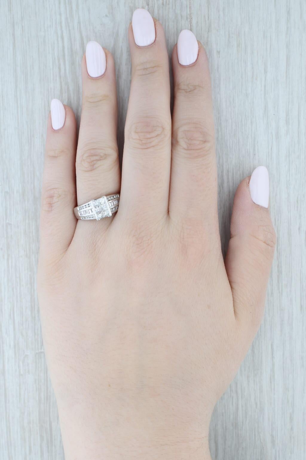 1.47ctw Diamond Princess Engagement Ring 14k White Gold Size 9.5 im Angebot 4