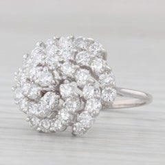 1.47ctw Anillo Racimo Remolino de Diamantes Oro Blanco 14k Talla 6