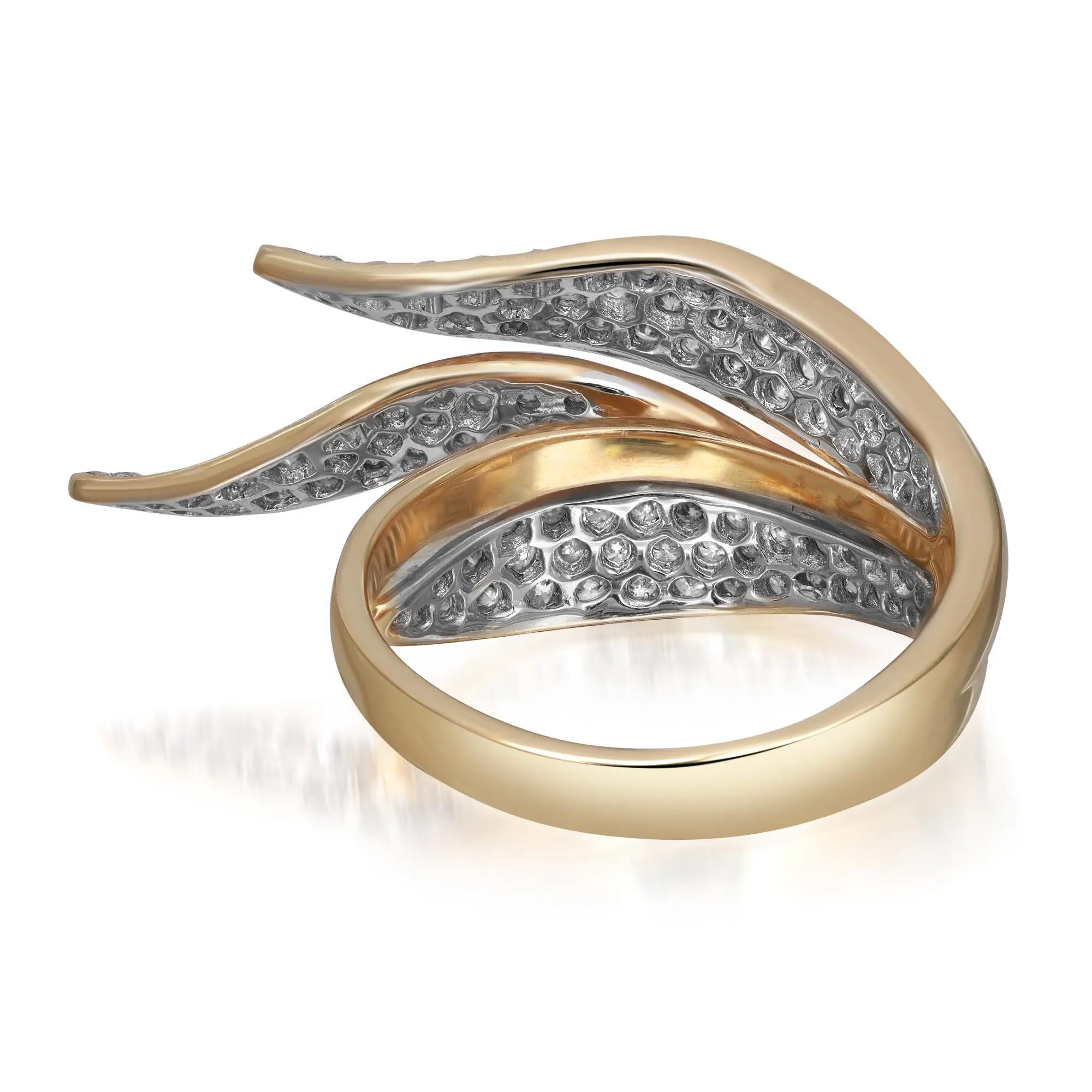 Modern 1.47Ctw Pave Set Round Cut Diamond Ladies Cocktail Ring 14K Yellow Gold Size 7.5 For Sale