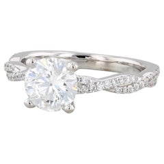1.47ctw Round Diamond Engagement Ring 18k White Gold Size 5.5