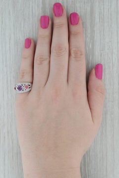 1.47ctw Tourmaline Amethyst Diamond Ring 14k White Gold Size 6.75 3-Stone