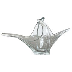 1, 47kg Tazón Floral de Cristal "Lúcido" Centro de Mesa de Concha de Murano, Italia, años 70
