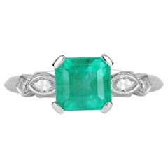 1.47tcw 18K / Plat Colombian Emerald & Diamond Engagement Ring