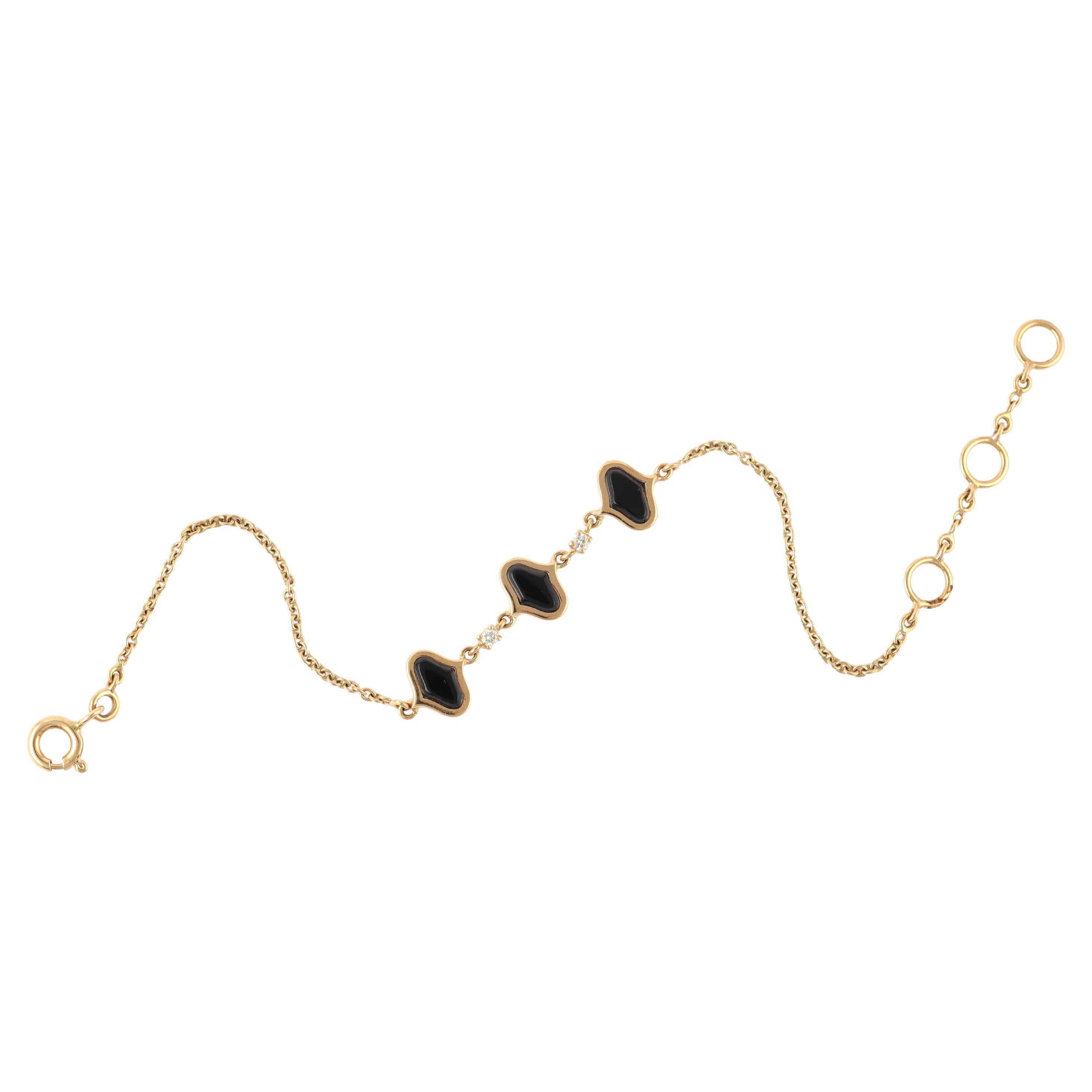 Bracelet tennis en or 18 carats avec chaîne en diamants et unisexe noire de 1,48 carat