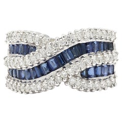 1.48 Carat Blue Sapphire and Diamond Engagement Ring in 14 Karat White Gold