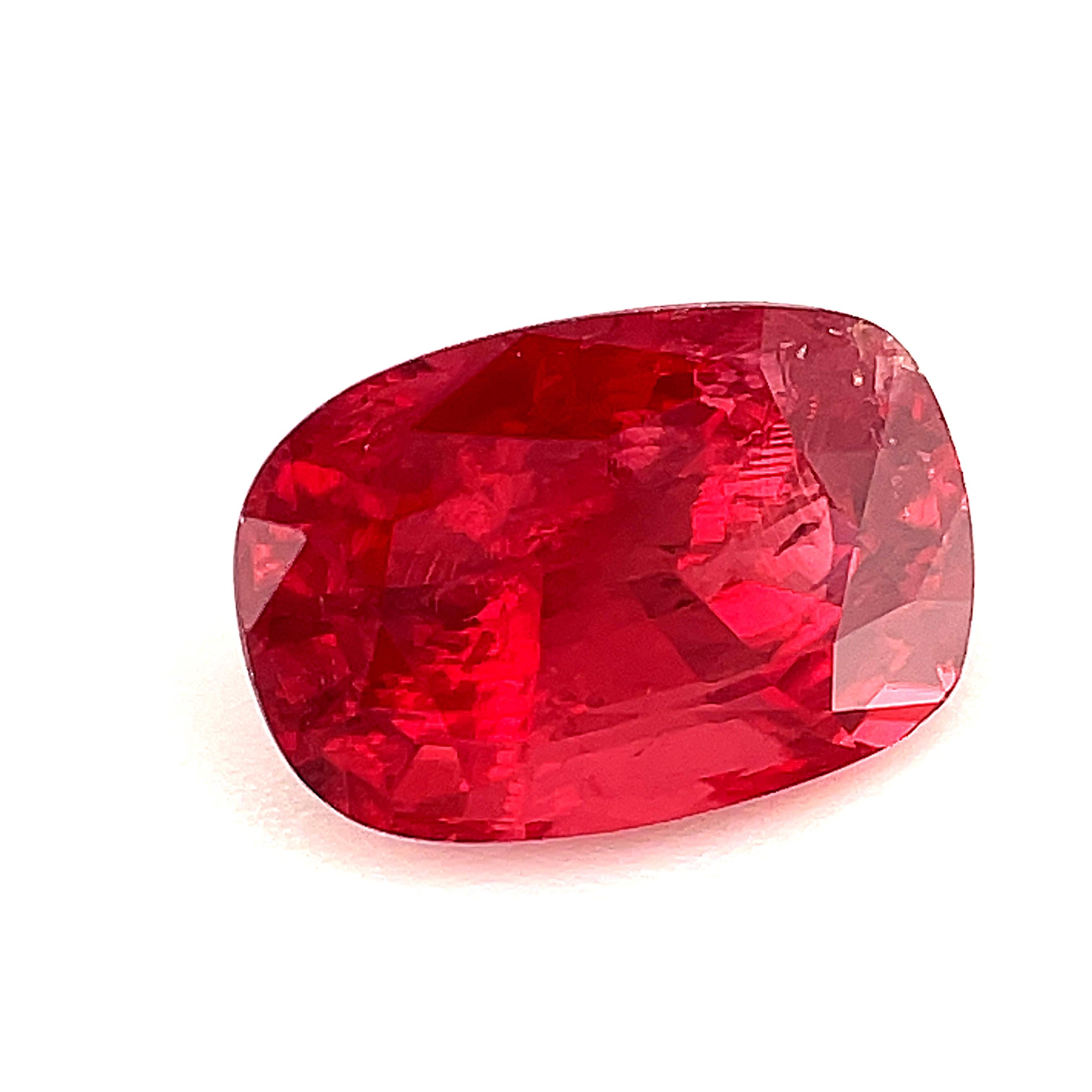 This lovely red spinel is the color of the finest ruby at a fraction of the price! Spinel is a prized gemstone in its own right, and for good reason. It comes in a rainbow of striking colors and is blessed with remarkable brilliance and sparkle!