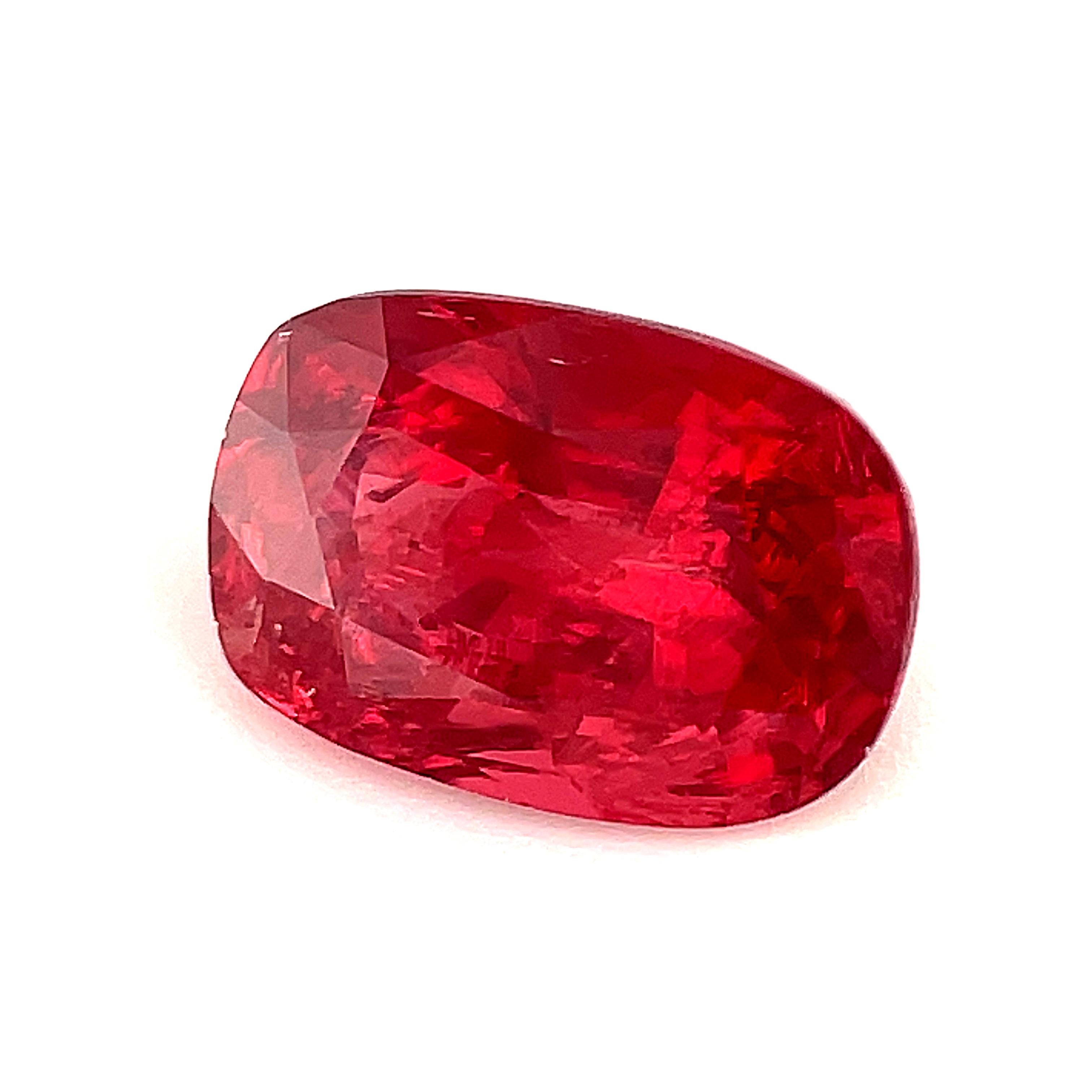 Cushion Cut 1.48 Carat Cushion Shaped Loose Unset Unmounted Red Spinel Gemstone For Sale