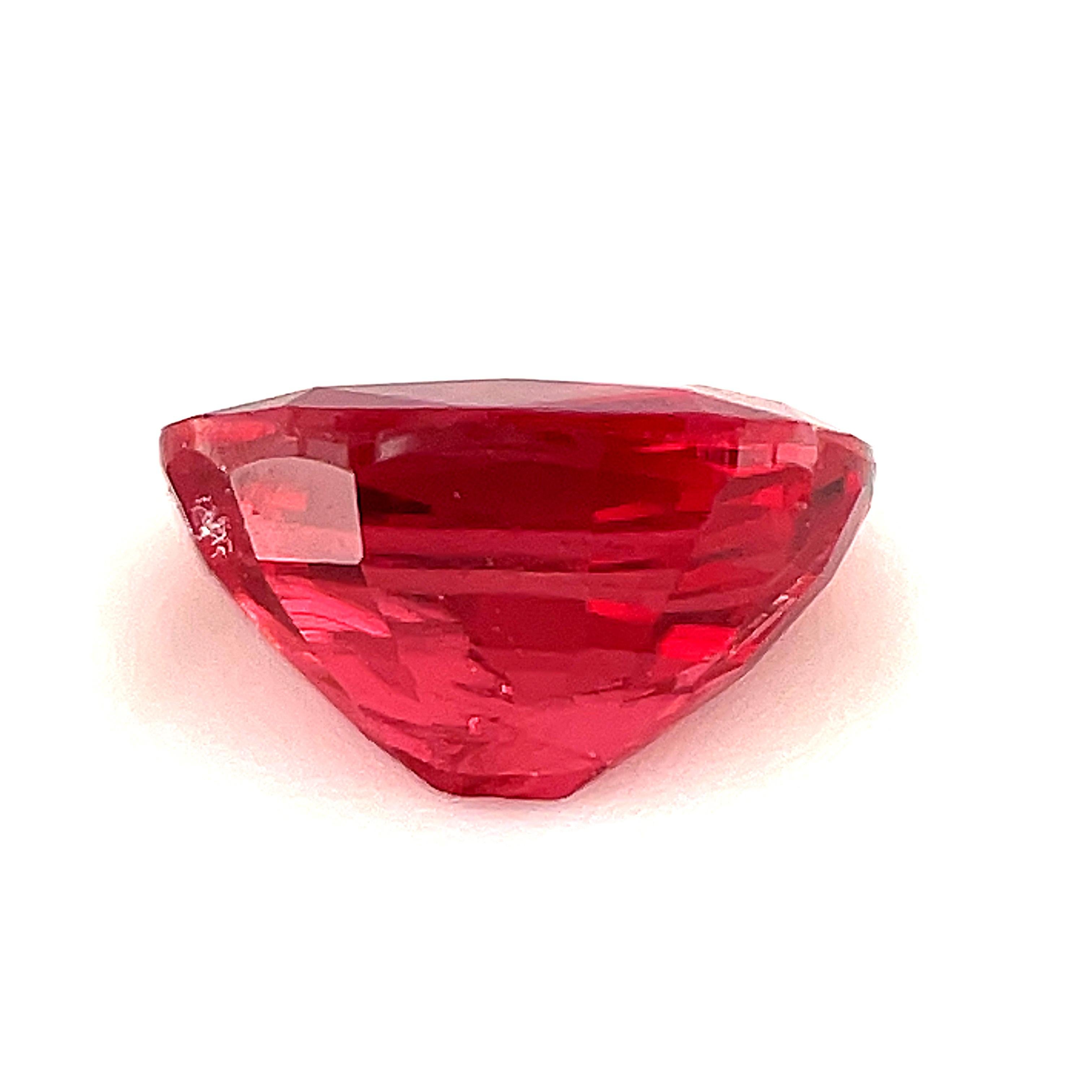 1.48 Carat Cushion Shaped Loose Unset Unmounted Red Spinel Gemstone In New Condition For Sale In Los Angeles, CA