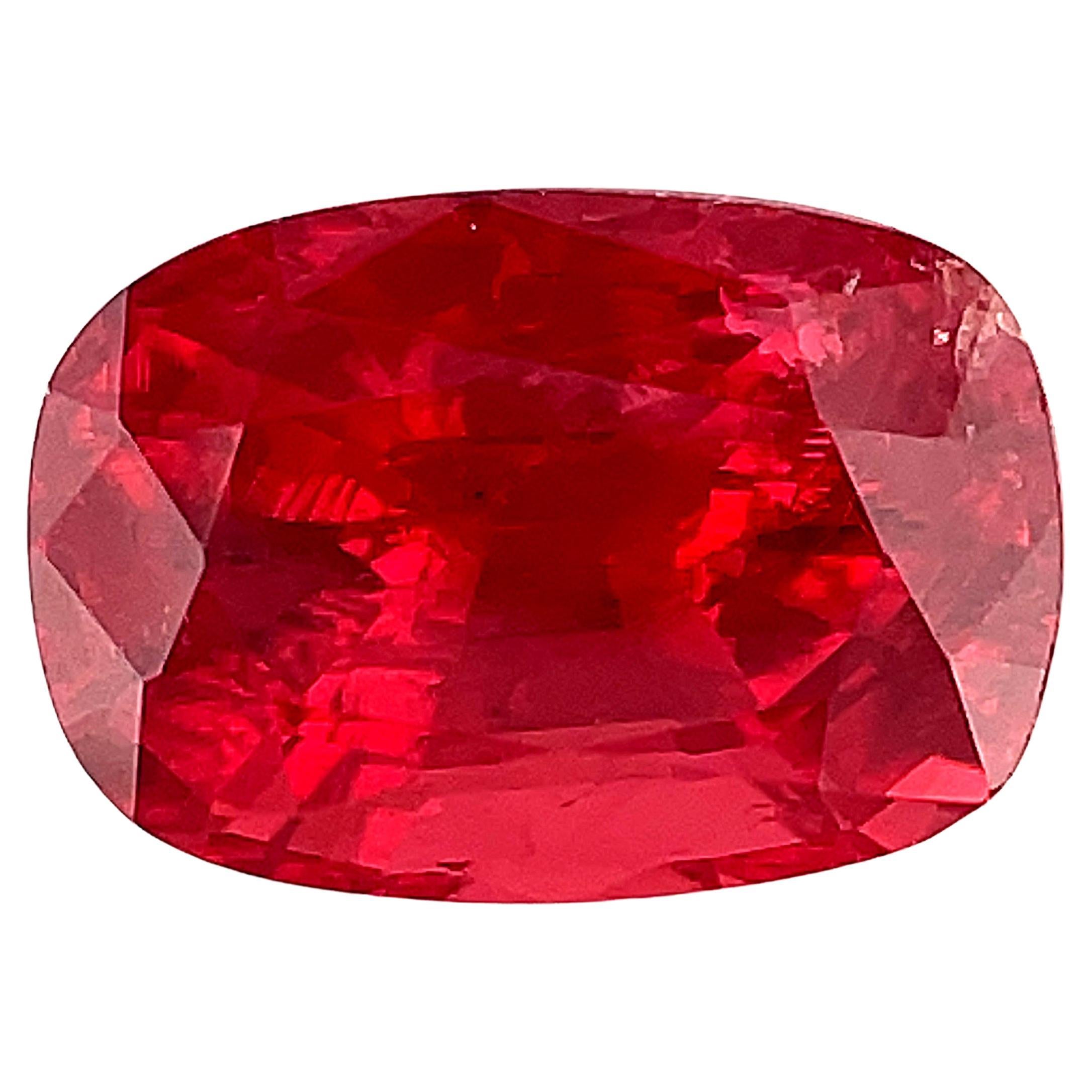 1.48 Carat Cushion Shaped Loose Unset Unmounted Red Spinel Gemstone For Sale