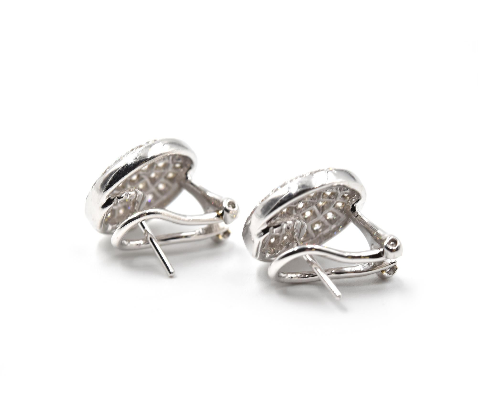 1.48 Carat Diamond 18 Karat White Gold Stud Earrings In Excellent Condition In Scottsdale, AZ