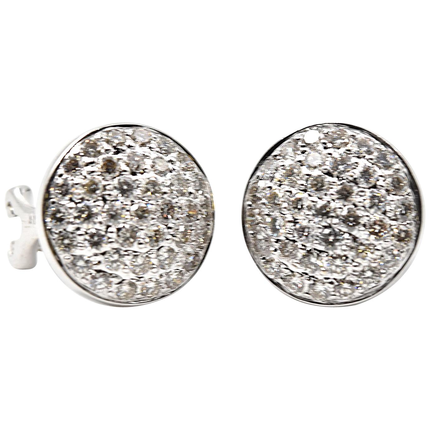 1.48 Carat Diamond 18 Karat White Gold Stud Earrings